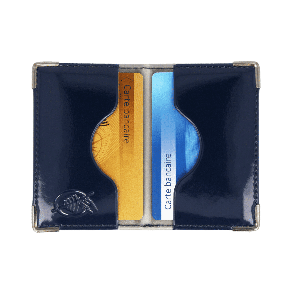 Protection des données bancaires Color pop® Etui 2 Cartes bancaires blindé - Fabrication française en PVC 9,7 x 6,5 x 0,5 cm Anti-RFID Bleu Marine 