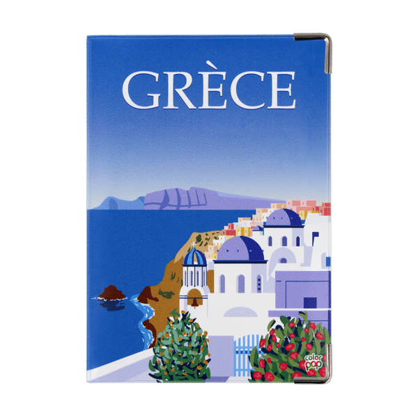 protège passeport color pop anti écornement, anti humidité, passeport standard, passeport monde, protège passeport coloré, motif Grèce