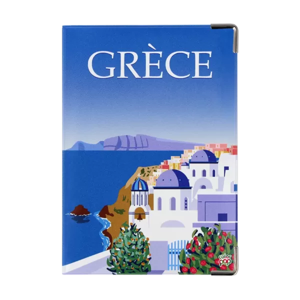 protège passeport color pop anti écornement, anti humidité, passeport standard, passeport monde, protège passeport coloré, motif Grèce