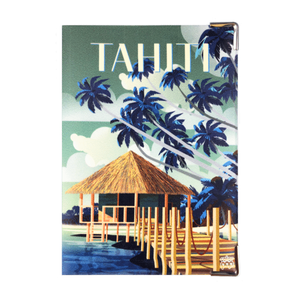 protège passeport color pop anti écornement, anti humidité, passeport standard, passeport monde, protège passeport coloré, motif Tahiti