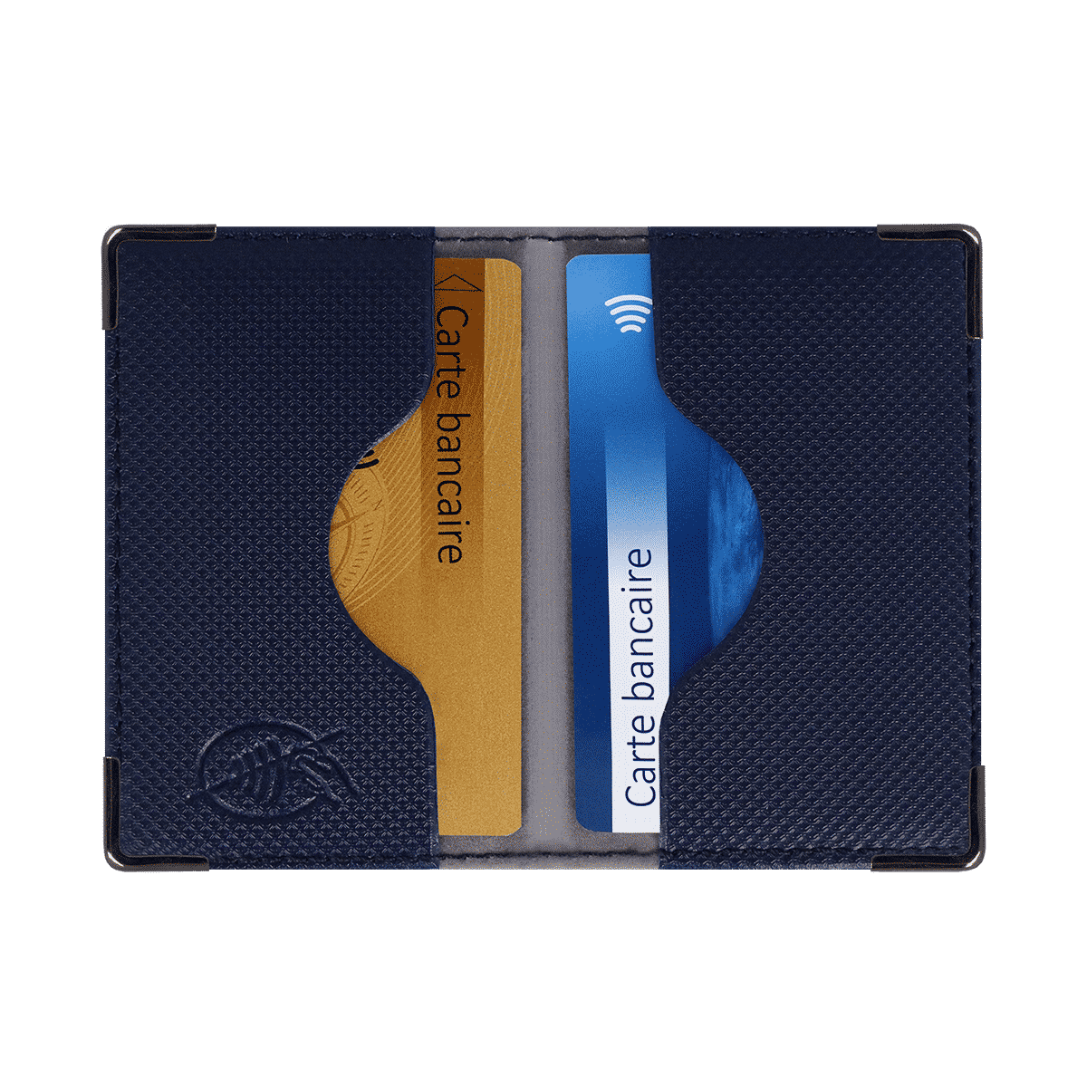 Color pop® Etui 2 Cartes bancaires blindé Marron-Gris Metal 9,7 x 6,5 x 0,5 cm Protection des données bancaires Anti-RFID - Fabrication française en PVC 
