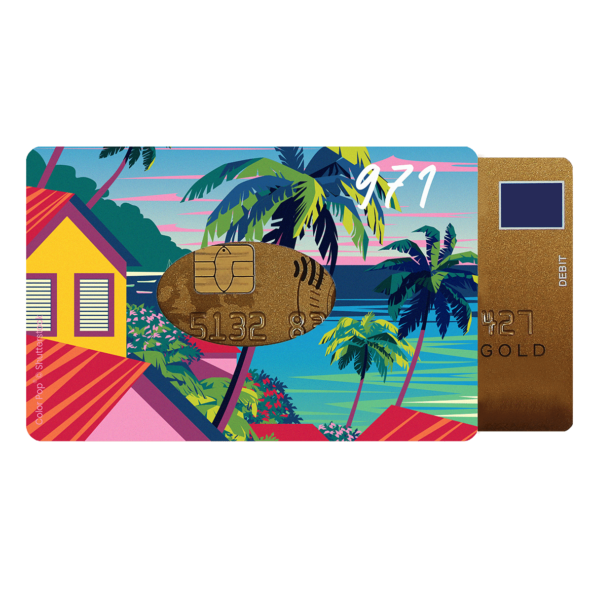 6 x 9 cm Color pop® Etui 1 Carte Martinique - Fabrication française Imprimé Oiseau du Paradis 