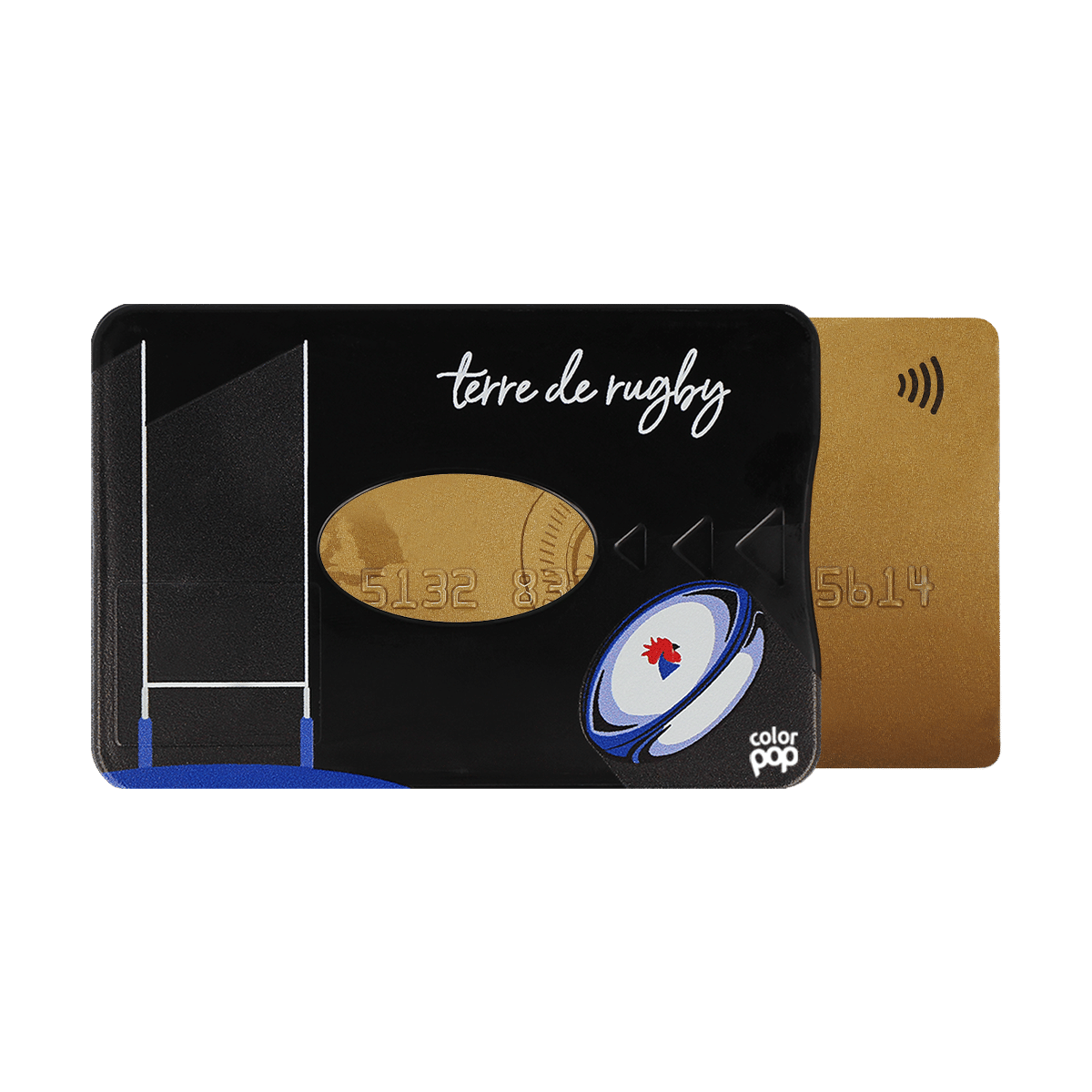 motif rugby noir, carte bancaire, carte de crédit, carte anti-rfid, carte anti-piratage, protège carte bancaire, étui pour carte bancaire ou carte de crédit