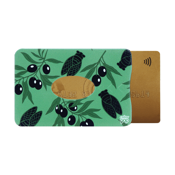 motif olives vertes, carte bancaire, carte de crédit, carte anti-rfid, carte anti-piratage, protège carte bancaire, étui pour carte bancaire ou carte de crédit