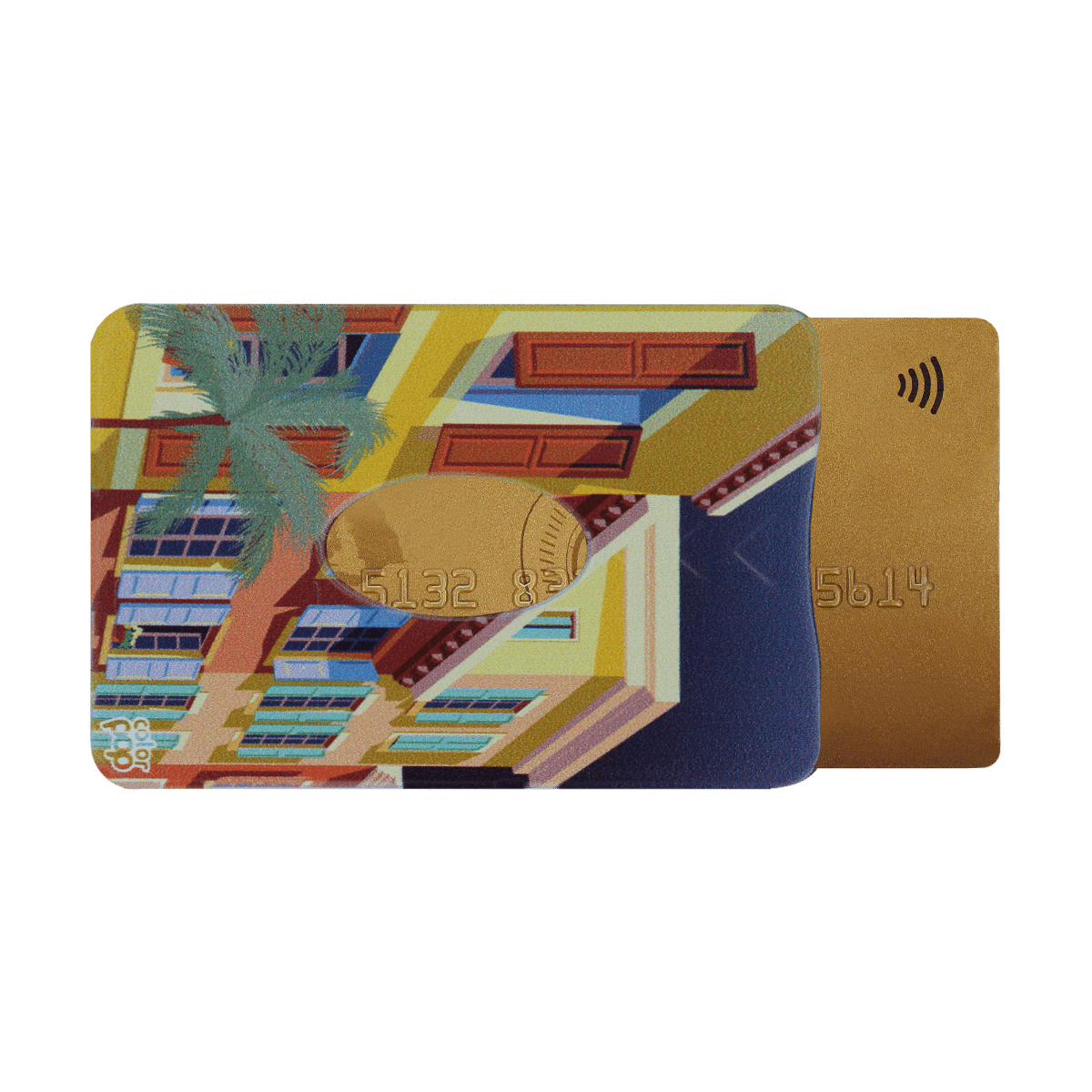 motif village, carte bancaire, carte de crédit, carte anti-rfid, carte anti-piratage, protège carte bancaire, étui pour carte bancaire ou carte de crédit
