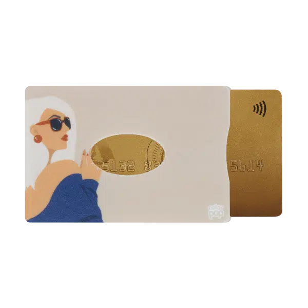 motif blondie, carte bancaire, carte de crédit, carte transport, badge, carte cantine, protège carte bancaire, étui pour carte bancaire ou carte de crédit