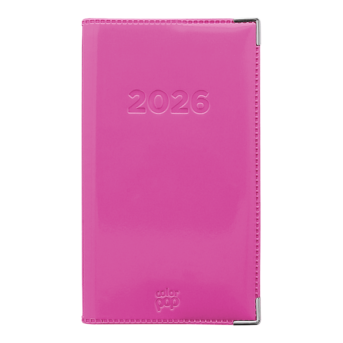 Agenda De Poche Color Pop 2026 - Format 17x10 Cm - Couverture PVC Avec Coins Métal - Fabriqué En France - Noir